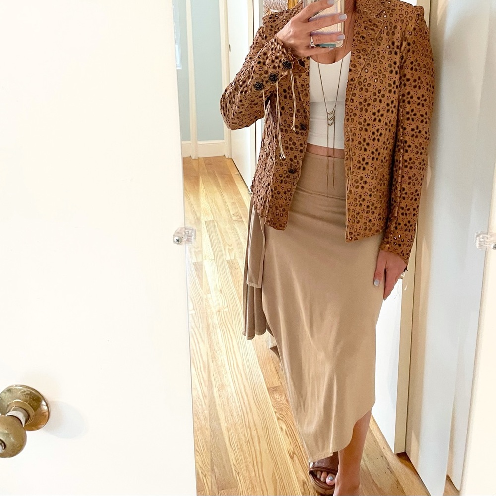 Vegan Suede Faux Wrap Asymmetric Skirt